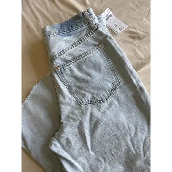 NWT Abercrombie & Fitch Denim Light Blue Wide Leg High Rise Cropped - Picture 13 of 13